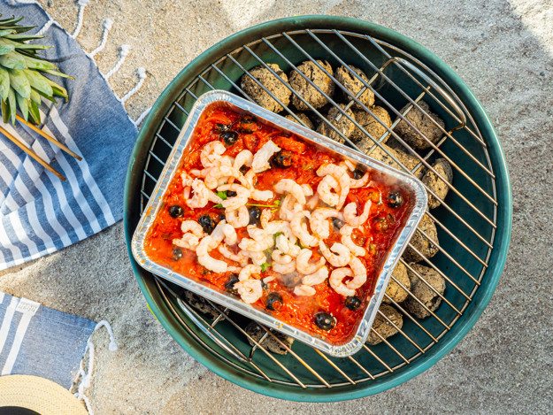 Reker i tomatsaus på grillen